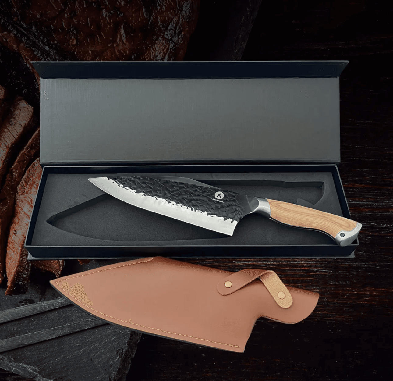 Cuchillo Llama Maestra Wagyu Black 22cm
